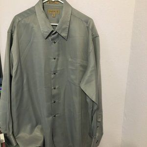 Microfiber XXL 36 silver button down dress shirt